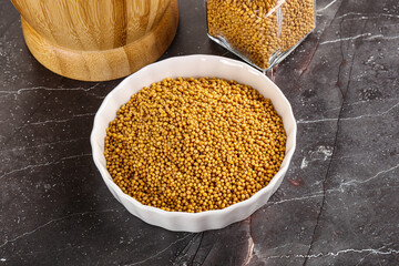 Mustard dry seeds in the bowl