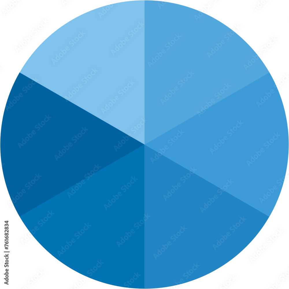 Aufkleber blue gradient separate round graph pie chart icon with 6 colourful parts. morden flat design vector 