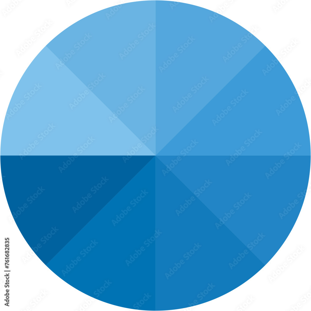 Poster blue gradient separate round graph pie chart icon with 8 colourful parts. morden flat design vector 