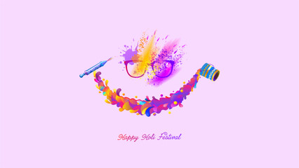 Indian Holi festival colorful activity fun, party, dance, disco and celebration greeting.