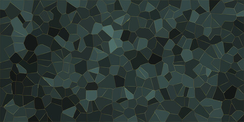 Abstract Seamless dark green Quartz Crystal Pixel Diagram Background. Black vector low poly cover. Dark Multicolor Broken Stained Glass Background with dark lines. Geometric Retro tiles pattern.