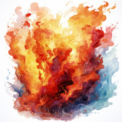 watercolor FIRE clipart, Generative Ai