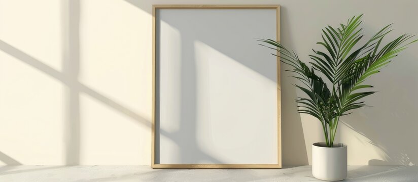 Minimalistic Poster Frame Mock up Plant