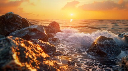 Fototapeta premium Beatiful sunset on the rocks