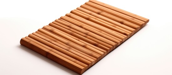 Bamboo mat made of wood on a white background