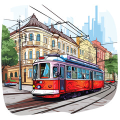 Trolley car traveling along historic streets in a tou