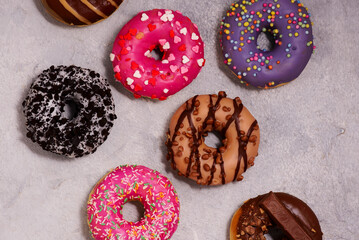 assorted donuts with different fillings..selective focus.