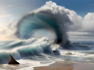 tsunami storm over the ocean - obrazy, fototapety, plakaty