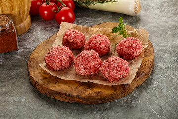 Raw beef meatball minced meat