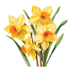 Vibrant Daffodil Clipart Clipart isolated on white background
