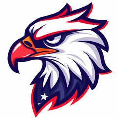 Vector esports logotype eagle in the colors of the usa flag on white background, logo eagle, icon eagle, sticker eagle, symbol eagle, emblem eagle, hawk, falcon, bird