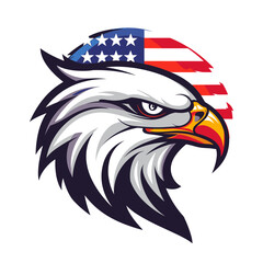 Vector esports logotype eagle in the colors of the usa flag on white background, logo eagle, icon eagle, sticker eagle, symbol eagle, emblem eagle, hawk, falcon, bird