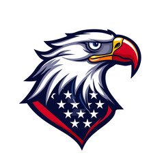 Fototapeta premium Vector esports logotype eagle in the colors of the usa flag on white background, logo eagle, icon eagle, sticker eagle, symbol eagle, emblem eagle, hawk, falcon, bird