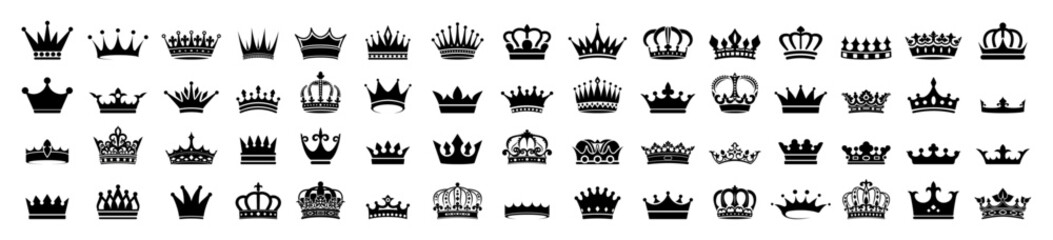 Crown icon set. Crown sign collection. Vector - obrazy, fototapety, plakaty