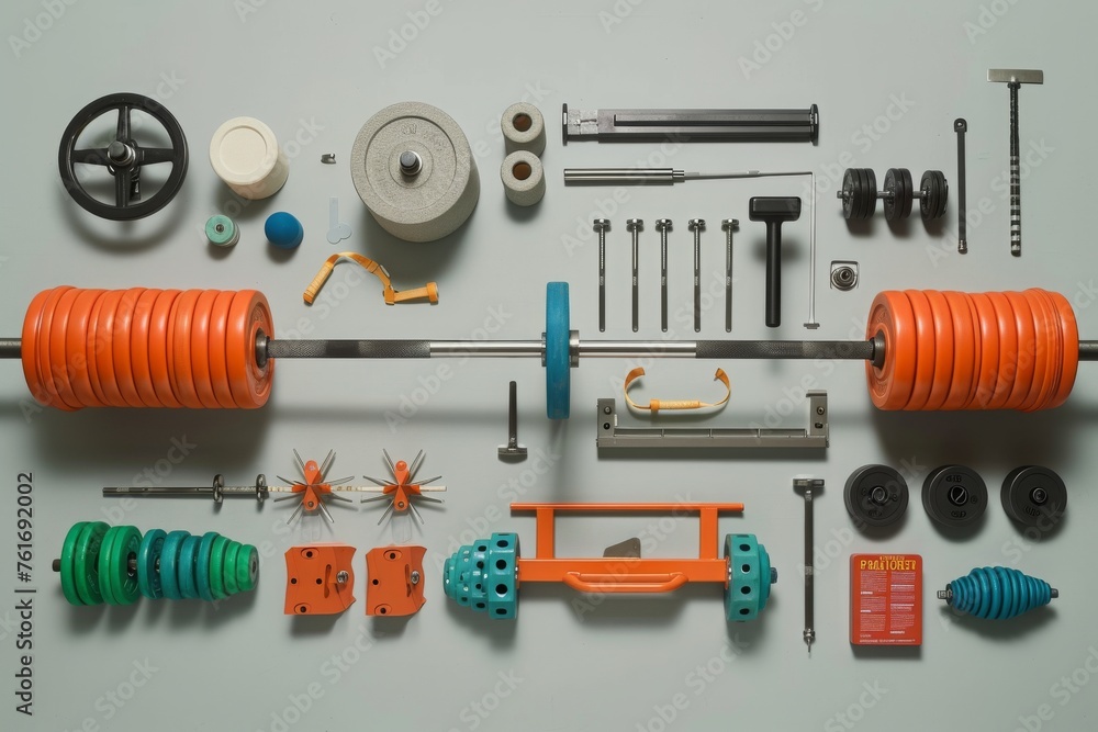 Poster a collection of different tools spanning various categories, carefully arranged on a table, a detail