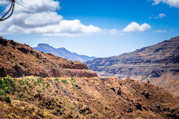 Los Azulejos Rainbow colored Rocks in the Mountains of Gran Canaria Island Spain.
