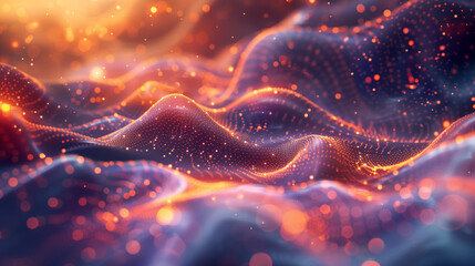 A colorful, abstract image of a wave with a lot of sparkles