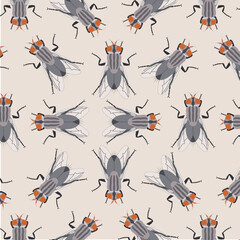 fly pattern on a light beige background . Fly .Insect Top view