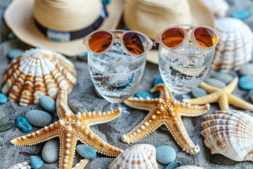 shells and starfish creating a frame, copy space banner
Concept: design of tourist brochures, beach shops, summer promotions and campaigns related to seaside holidays and travel.