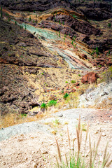 Los Azulejos Rainbow colored Rocks in the Mountains of Gran Canaria Island Spain.