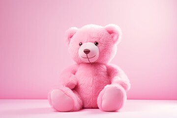 a pink teddy bear sitting on a pink background