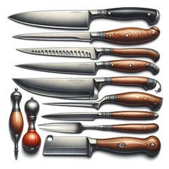 Fotobehang set of kitchen knives isolated on white background © Oleksiy