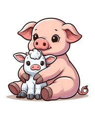 Obraz na płótnie Canvas pig and calf