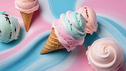 poster ice cream cone in pastel colors