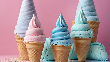 poster ice cream cone in pastel colors