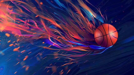 Dynamic Basketball, Abstract Motion Illustration