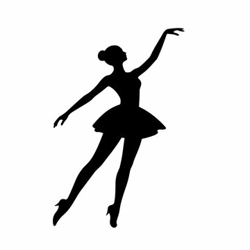 Ballerina black icon on white background. Ballerina silhouette