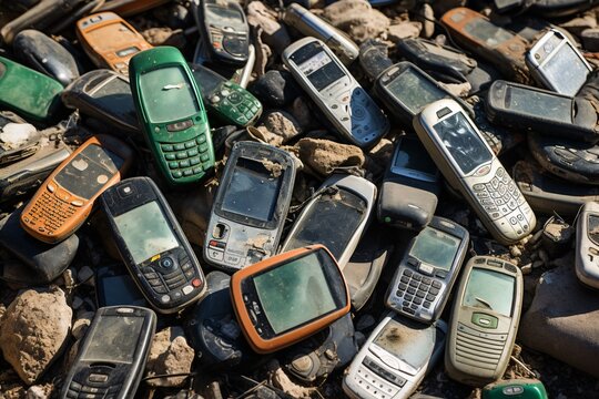 a pile of old cell phones