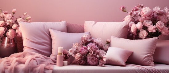 Stylish Pink Pillow Bedding Arrangement