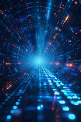 abstract blue digital data tunnel background 002