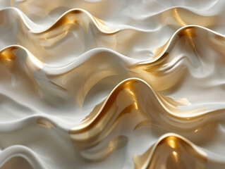 3d white gold waves wallpaper AI-generated Image