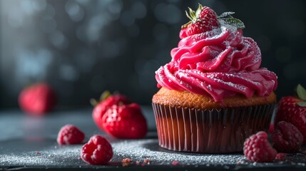 cinematic image for cupcake with colorful sprinkles on  - obrazy, fototapety, plakaty