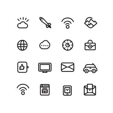 Set of line icons for websites