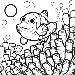 Clownfish coloring pages for coloring book
