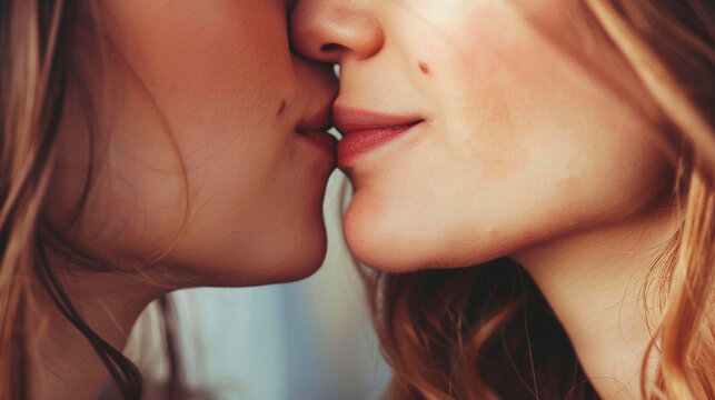 two women kiss and love. Selective focus.