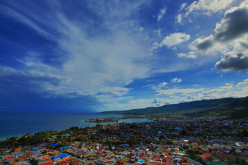 View from the top at luwuk city central sulawesi indonesia.