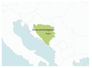Obraz premium Outline of the map of Bosnia and Herzegovina with regions