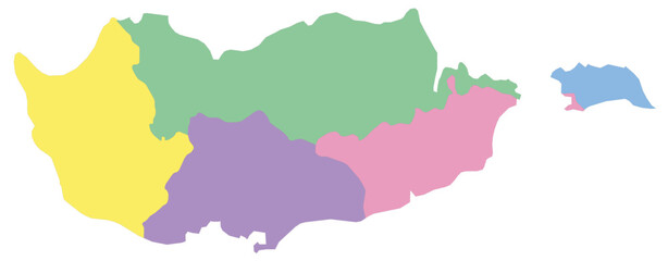 Fototapeta na wymiar Outline of the map of Cyprus with regions