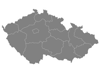 Outline of the map of Czech Republicwith regions