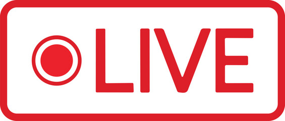 Live streaming icon. Red symbol and button of live streaming, broadcasting, online stream. Lower third template for tv, shows, movie and live performances. Vector