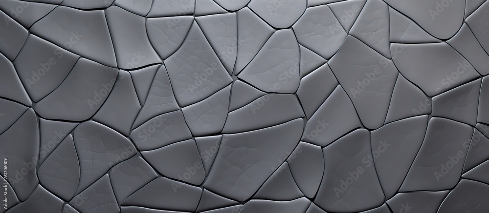 Poster a closeup monochrome macro photograph of a gray tile wall with a geometric pattern featuring circles