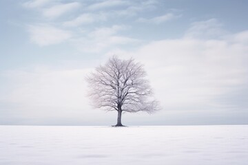 Fototapeta na wymiar a tree in a snowy field