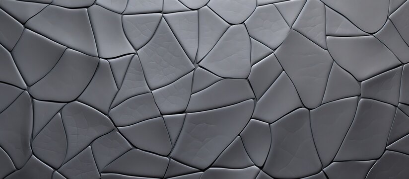 A closeup monochrome macro photograph of a gray tile wall with a geometric pattern featuring circles and triangles in a symmetrical layout