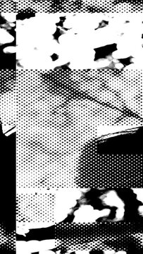 Halftone collage background with grunge dotted texture seamless loop. Trendy background.