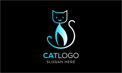 Cat animal pet icon mascot logo design minimalist modern symbol idea template 