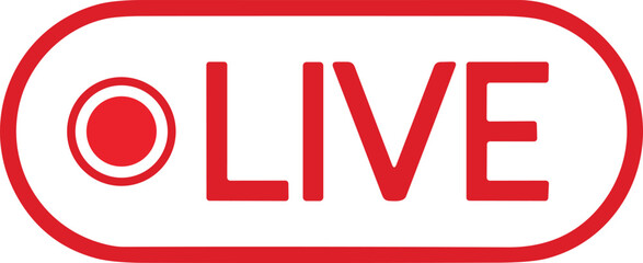 Live streaming icon. Red symbol and button of live streaming, broadcasting, online stream. Lower third template for tv, shows, movie and live performances. Vector